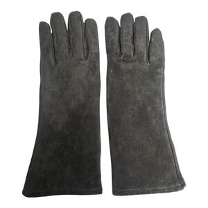 Pamela McCoy Vtg Y2K Black Suede Fur Lined Opera Gloves Size M Quiet Luxury